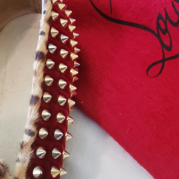 Christian Louboutin ROLLING SPIKES FLAT VELVET PONY JUNGLE Loafer size 40 - Picture 6 of 9